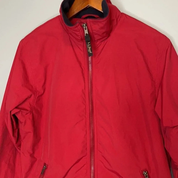 L.L. BEAN Red Warm Up Bomber Jacket Nylon Fleece Lined Preppy Granola Size S - Picture 3 of 15